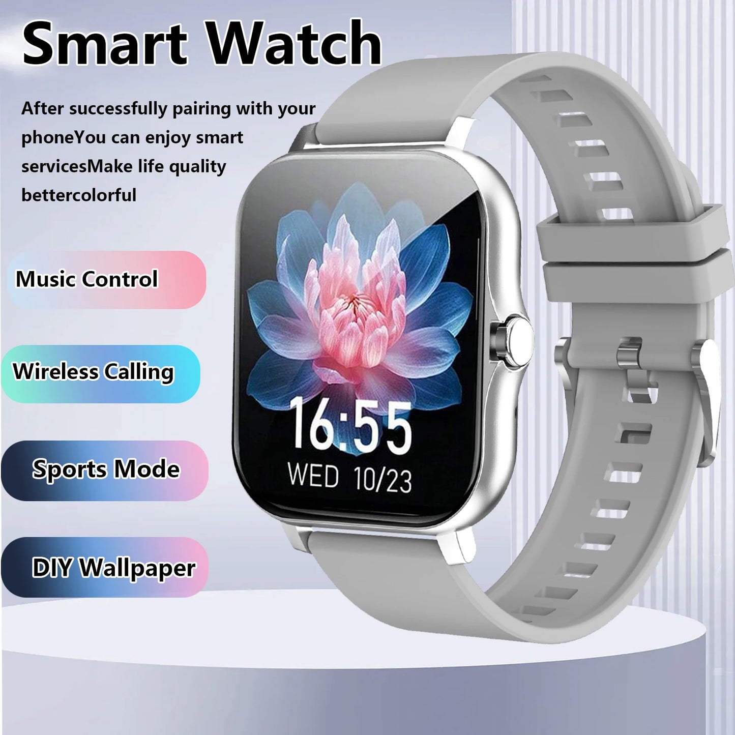Smartwatch, Wireless Calling/dialing, Message Reminders, Multi-sport Mode, Music Playback, Suitable for IPhone/Android