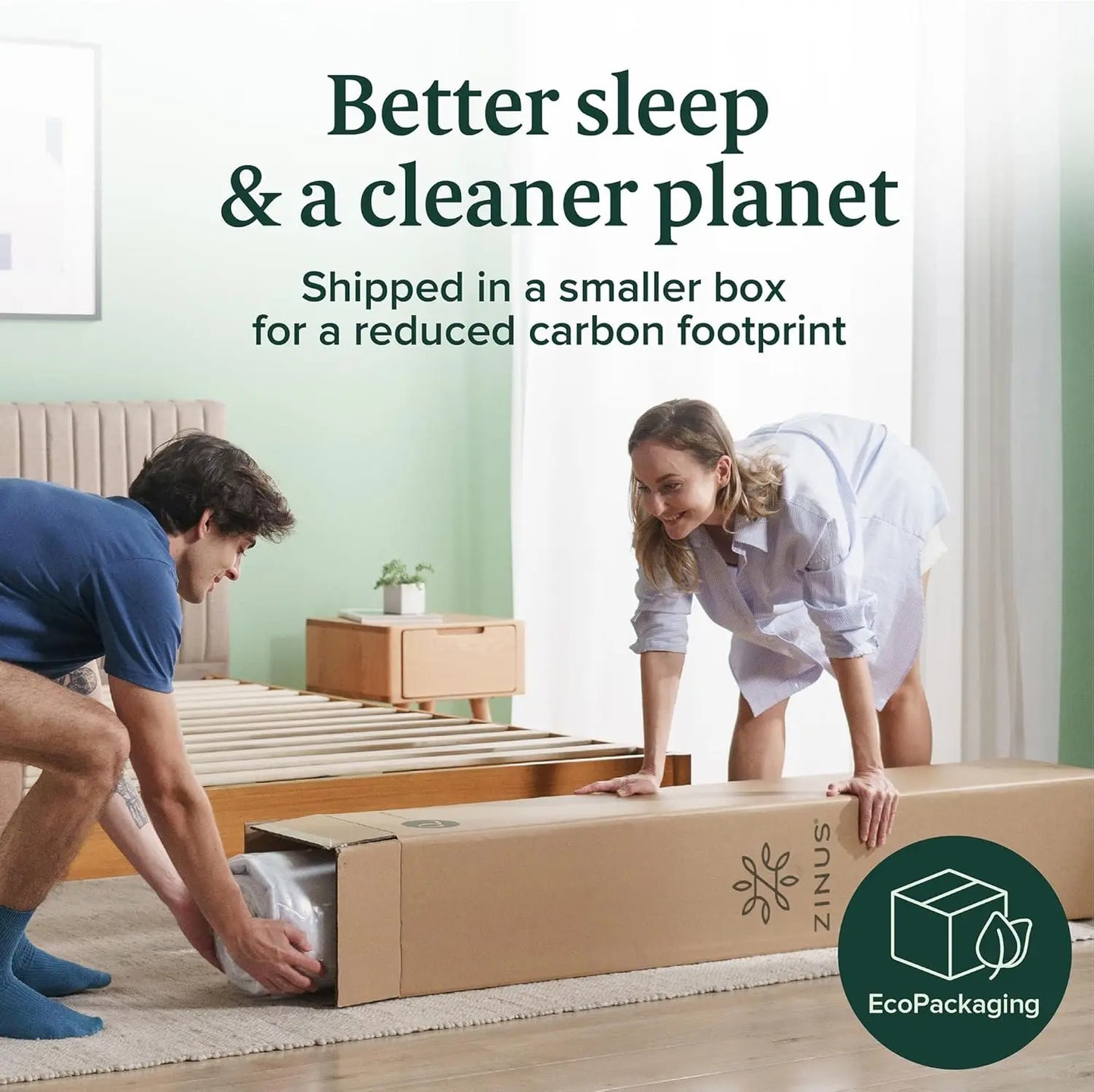 6 Inch Twin Green Tea Memory Foam Mattress, Fiberglass Free, Medium Firm with Zoned Pressure Relief for Comfortable Sleep