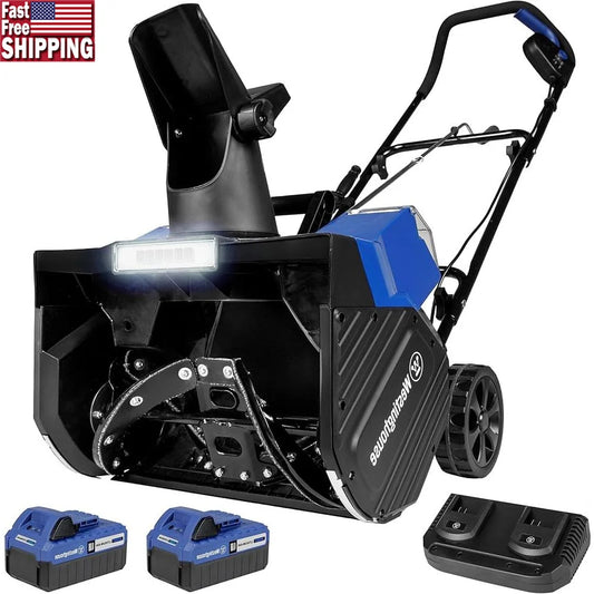 48V Cordless Snow Blower 18 Inch Electric Snow Thrower Brushless Motor 1200W 25ft Throwing Distance LED Light Rubber Auger