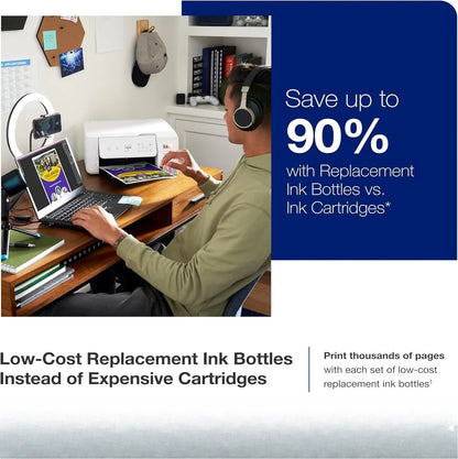 Wireless Color All-in-One Cartridge-Free Supertank Printer with Scan and Copy â€“ The Ideal Basic Home Printer - White, Medium