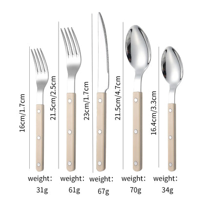 Fashion New Colorful Handle 304 Cutlery Set  Stainless Steel Creativity Gift Flatware Knife Fork Spoon dinnerware set