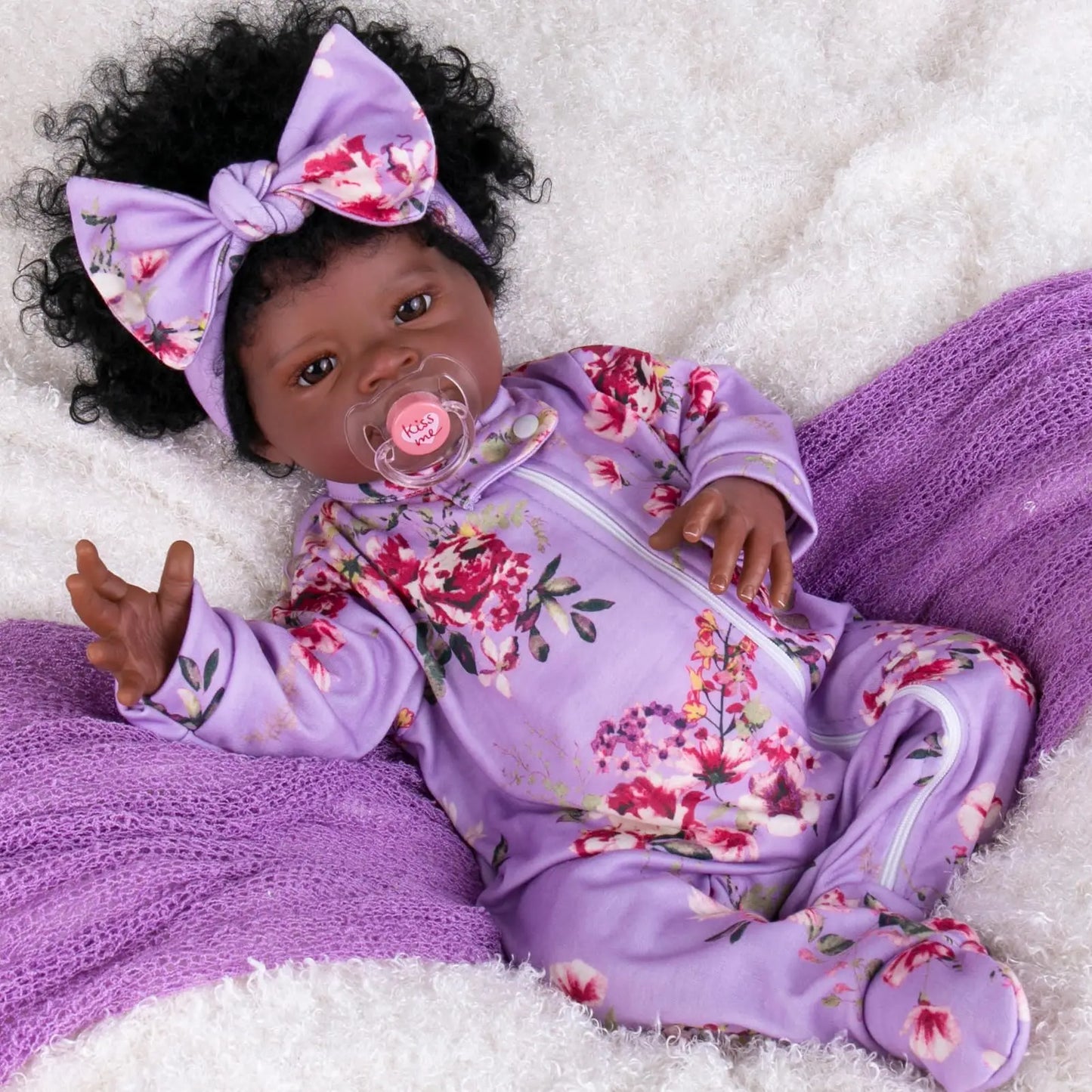 Risbecko 20 Inch Lifelike Black Reborn Baby Doll - African American Soft Cloth Body Doll - Birthday Gift/Christmas Gift