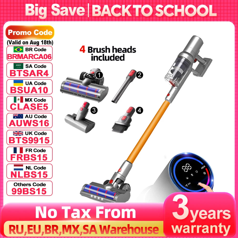Cordless Handheld Vacuum Cleaner,27000PA,Touch Screen,Smart Dust Sensor,Auto Speed Control for Home Bed Carpet Clean