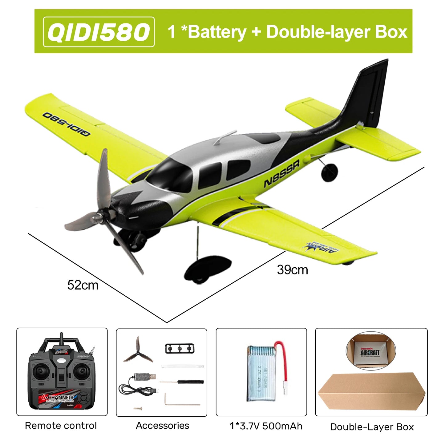 QIDI580 Stunt RC Glider Plane 4CH 2.4G Remote Control Brushless Aircraft EPP Foam Fixed Wing Airplane Model Toys for Children