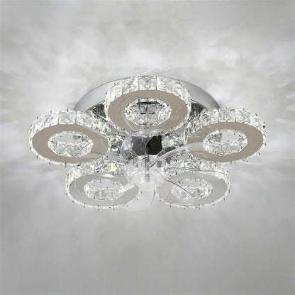5 Rings Crystal Led Chandeliers Ceiling Mirror Stainless Steel Lustre Cristal For Kitchen Luminarias Parateto Fixtures Plafonier