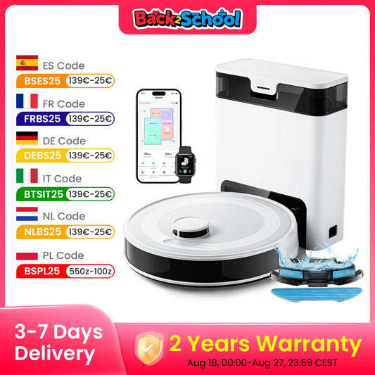 Lefant Robot Vacuum with Mop,Self-Emptying, 6000Pa , DTOF Laser Navigation, PSD Obstacle Avoidance, Wi-fi/Alexa Control