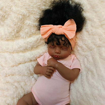 Risbecko 20 Inch Lifelike Black Reborn Baby Doll - African American Soft Cloth Body Doll - Birthday Gift/Christmas Gift