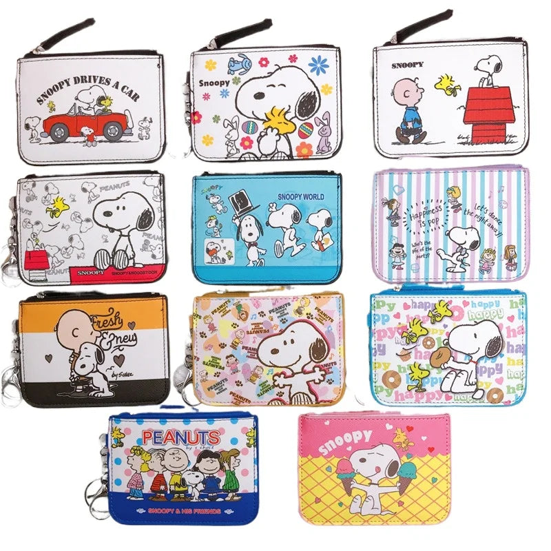 Snoopy Coin Purses Charlie Brown Cute Wallet Women Leisure Woodstock Zipper Card Holder Coin Pouch Lady Cases Giirls