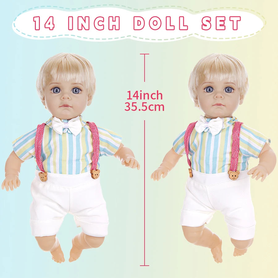 14Inch 35CM Boy Baby Doll With Fashion Clothes Bebe Reborn Doll Soft Skin Cotton Body Lifelike Realistic Baby Children Gift Toy