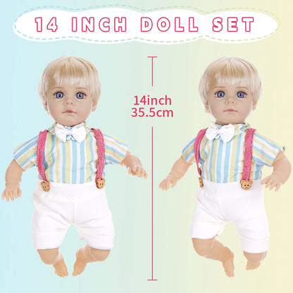 14Inch 35CM Boy Baby Doll With Fashion Clothes Bebe Reborn Doll Soft Skin Cotton Body Lifelike Realistic Baby Children Gift Toy