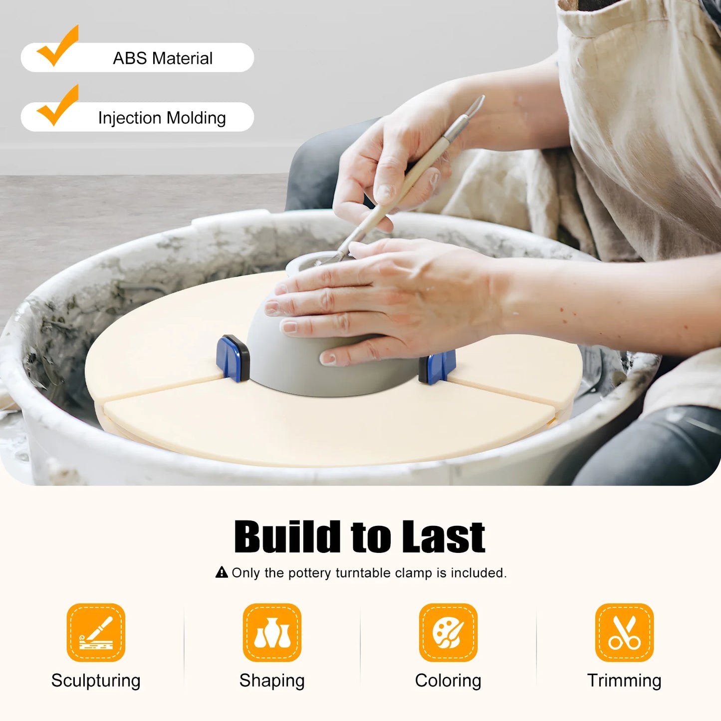 Pottery Turntable Clamp Portable Ceramic Trim Holder ABS Pottery Machine Giffin Grip Centering Clamp for Beginners Professionals