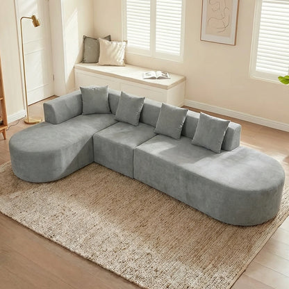 L Shaped Oversized Modular sectional couches Sofa,135" Boneless Couch, Compression Sofa for Living room No Assembly 5Seater,grey