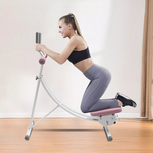 Pink Purple Dual-Track Abdominal Trainer - Home Fitness Equipment with Adjustable Resistance