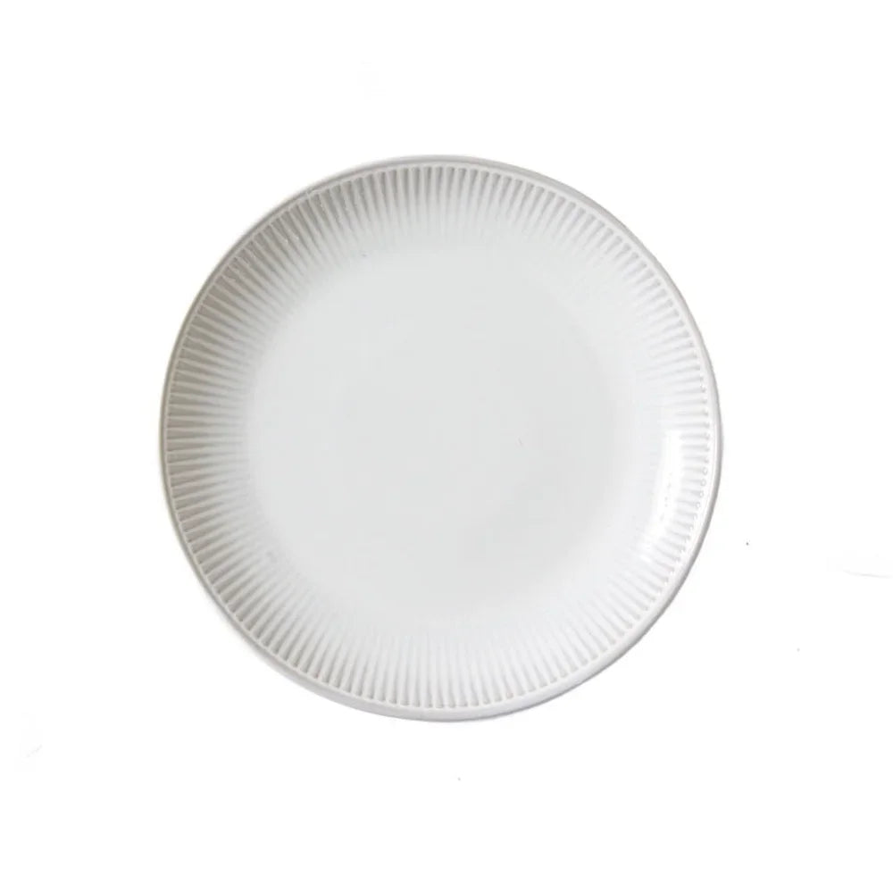 Elegant 10.5 Inch Stoneware Dinner Plate Ribbed Edge Microwave Dishwasher Safe Durable Ceramic Dish