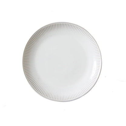 Elegant 10.5 Inch Stoneware Dinner Plate Ribbed Edge Microwave Dishwasher Safe Durable Ceramic Dish