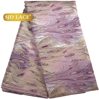 SJD LACE African Lace Fabric 2025 High Quality French Gild Brocade Jacquard Lace Fabric For Women Wedding Party Dresses Sew 3464