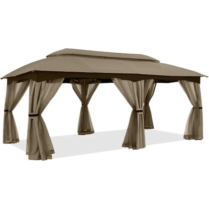 10x20 Outdoor Gazebo - Patio Gazebo with Mosquito Netting, Outdoor Canopies for Shade and Rain for Lawn, Garden, Backyard & Dec