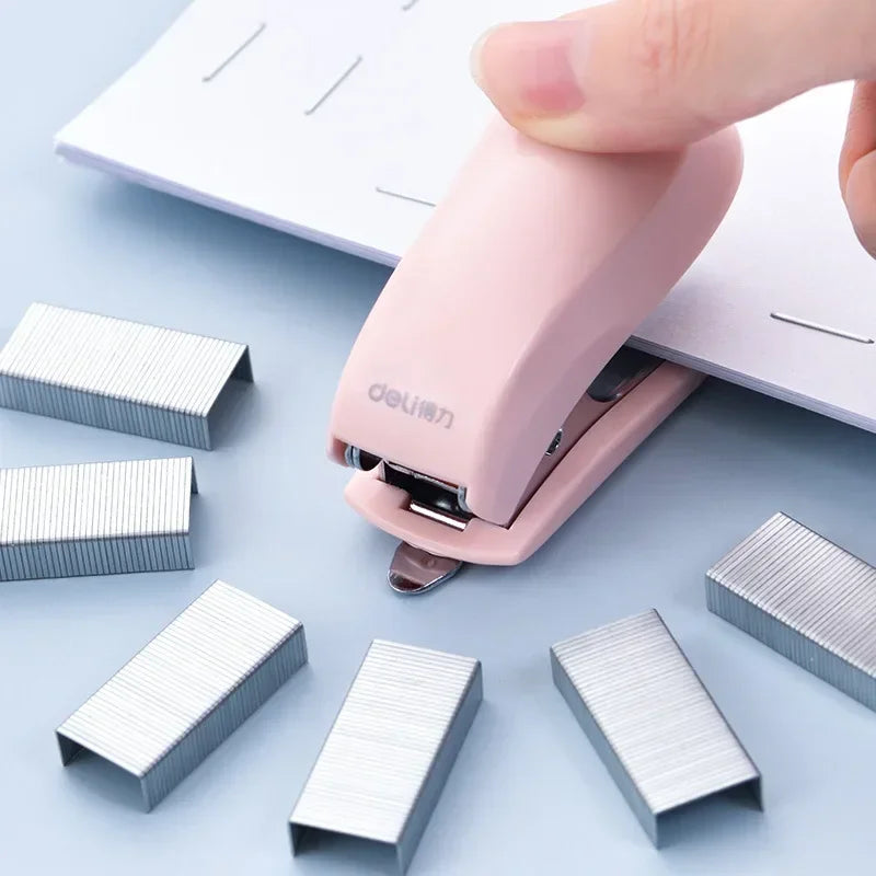 1pc Cute Macaron Color Mini Stapler for Student Stationery Combo Set Convenient Small Stapler and Staples for Binding Paper