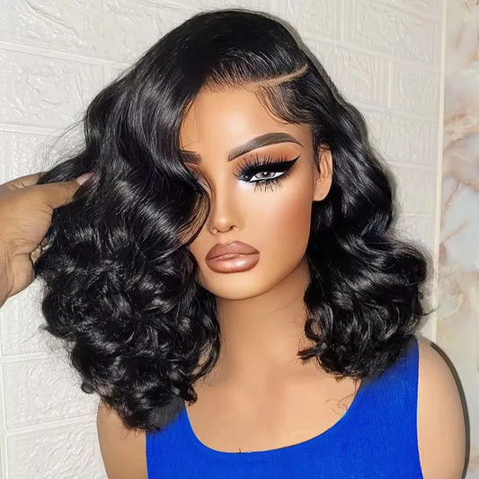 Body Wave Bob Wig 13x6 Transparent Hd Lace Frontal Wig Brazilian Human Hair Wigs Water Wave 13x4 Glueless Lace Wigs 250 Density