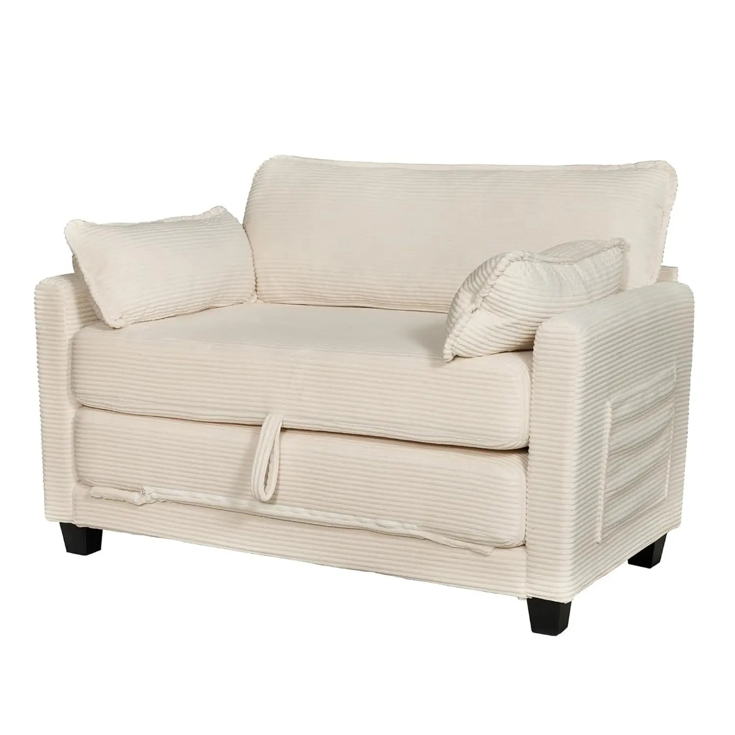 Convertible Sofa Bed, 2-in-1 Corduroy Sleeper Couch, 2-Seater Pull-Out Couch Bed with Side Storage Pocket, Solid, Customized