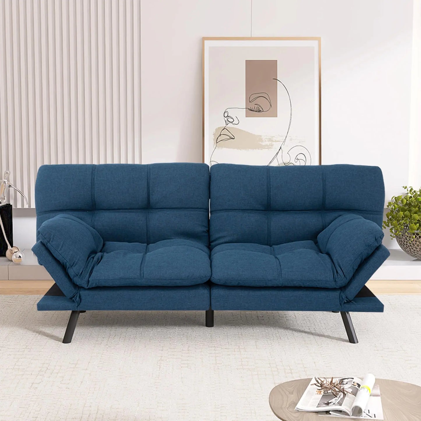 Hcore Futon Sofa Bed,Sleeper Convertible Futon Couch,Memory Foam Futon Couch,Convertible Loveseat Sofa Bed