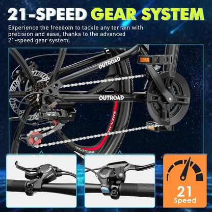 26 Inch Folding Mountain Bike, 21 Speed Full Suspension Bicycle with High-Carbon Steel, Dual Disc Brake Non-Slip Quick