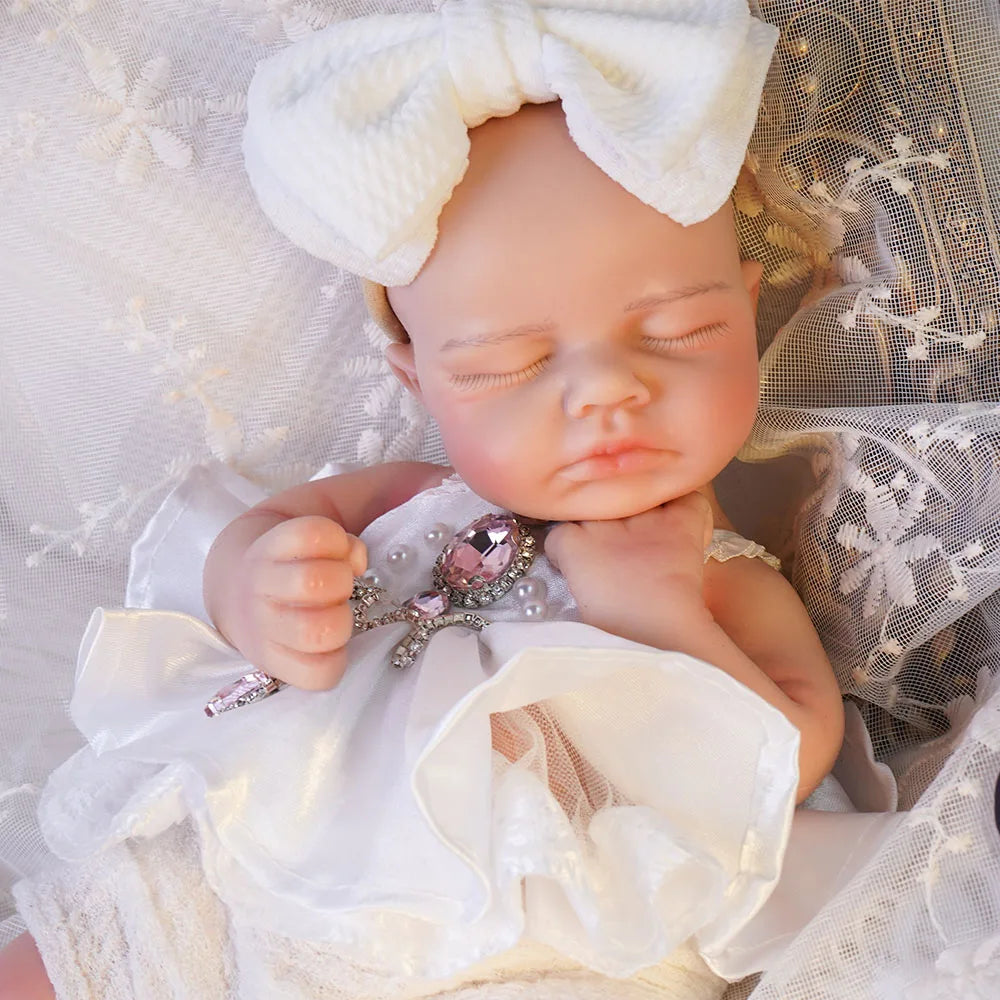30cm Realistic Silicone Reborn Baby Doll Sleeping Girl with Pacifier Hand Painted Details for Birthday Gifts Educational Accesso
