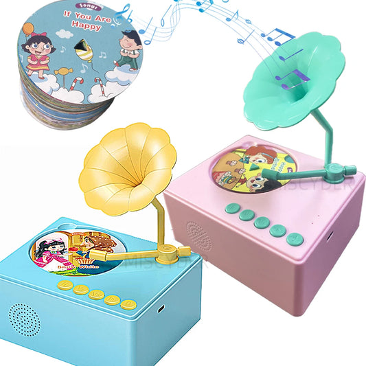 Toddlers Story Musical Toys-Kids Phonograph Story Music Player with 96 Cards-Children's Educational Birthday Xmas Gifts