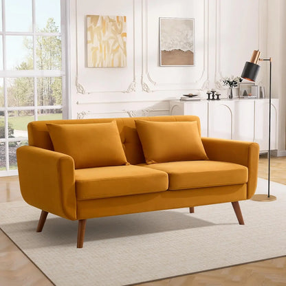 65"W Loveseat Sofa, Mid Century Modern Couches Love Seats For Living Room, Button Tufted Upholstered Small Couch, Customized