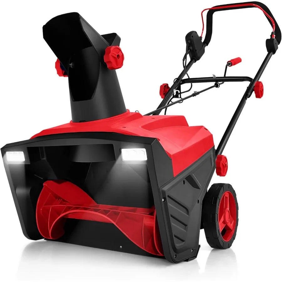 Electric Snow Blower 3190 RPM 20W Corded Snow Thrower w/ 15 AMP Motor 180 Rotating 30 FT Throwing Chute Dual LED Lights HDPE We