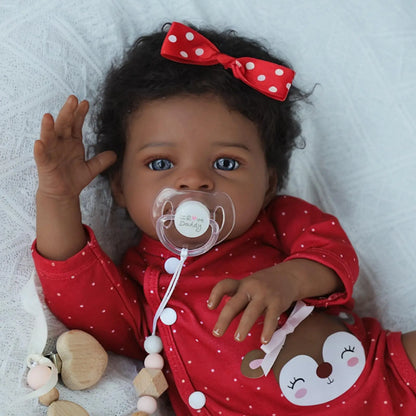 Risbecko 20 Inch Lifelike Black Reborn Baby Doll - African American Soft Cloth Body Doll - Birthday Gift/Christmas Gift