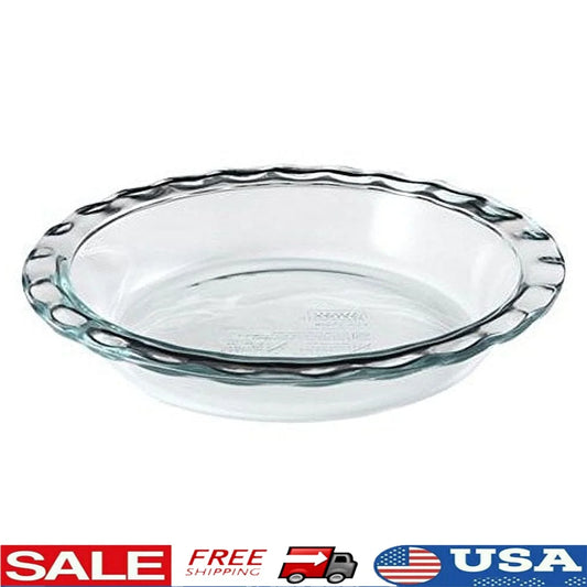Easy Grab 9.5 Inch Tempered Glass Pie Plate Non-Stick Dish Freezer Microwave Oven Safe High Performance Fluted Rim Handle