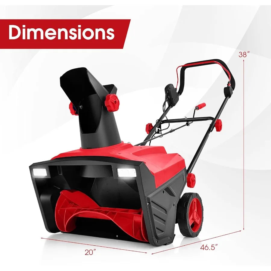 20 Electric Snow Blower 15-AMP Corded Snowblower with LED Headlights 180 Rotating Chute 30FT Throwing Distance 10 Depth Clearin