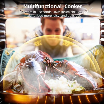 Single Wall Oven 24" Built-In Electric Ovens with 8 Baking Modes, 108 Automatic Recipes, 2.5 Cu. Ft Convection Wall Oven