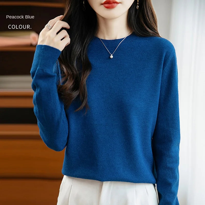 Women 22 colors weater O-neck Autumn Winter Basic 100% Andy velvet Warm Casual Pulls Jumpers Korean FashionSpring Knitwear 2025