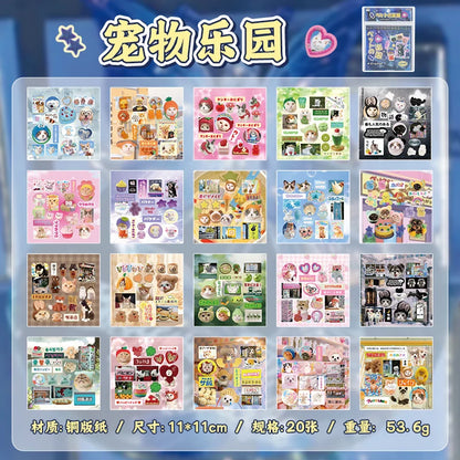TIANZI 20 Sheets PET Die cut Stickers book Retro Cartoon Decorative handmade Scrapbooking Material Japanese Stationery Supplies