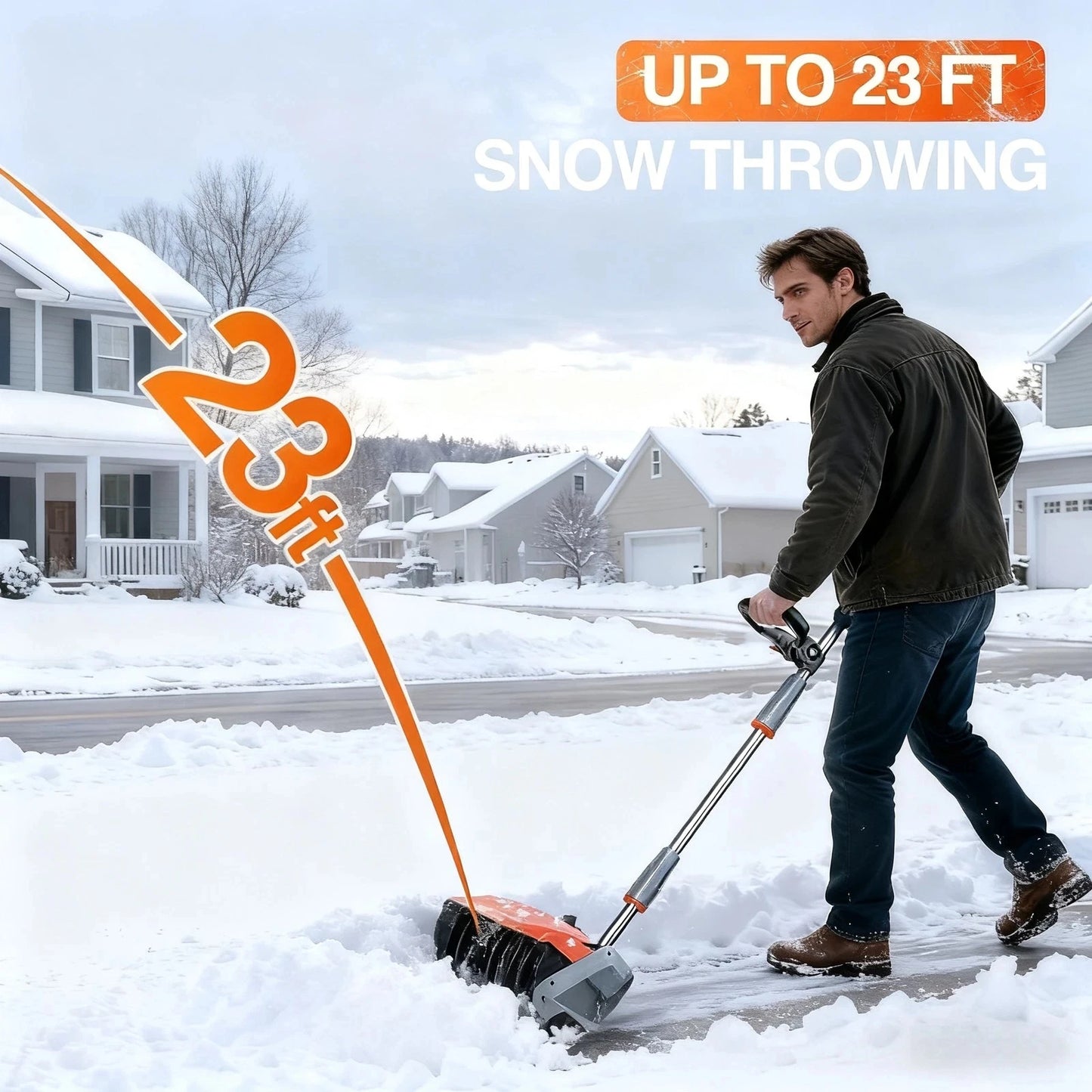 TaskStar Cordless Snow Blower w/LED Light 23 Ft Thrower Distance Electric Snow Shovel With 2 4.0Ah Batteries&Directional Plate