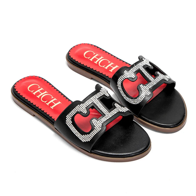 Full Diamond Design Fashion New Women's Slippers Simple Solid Color Fine Workmanship Classic Women's Outdoor Slippers