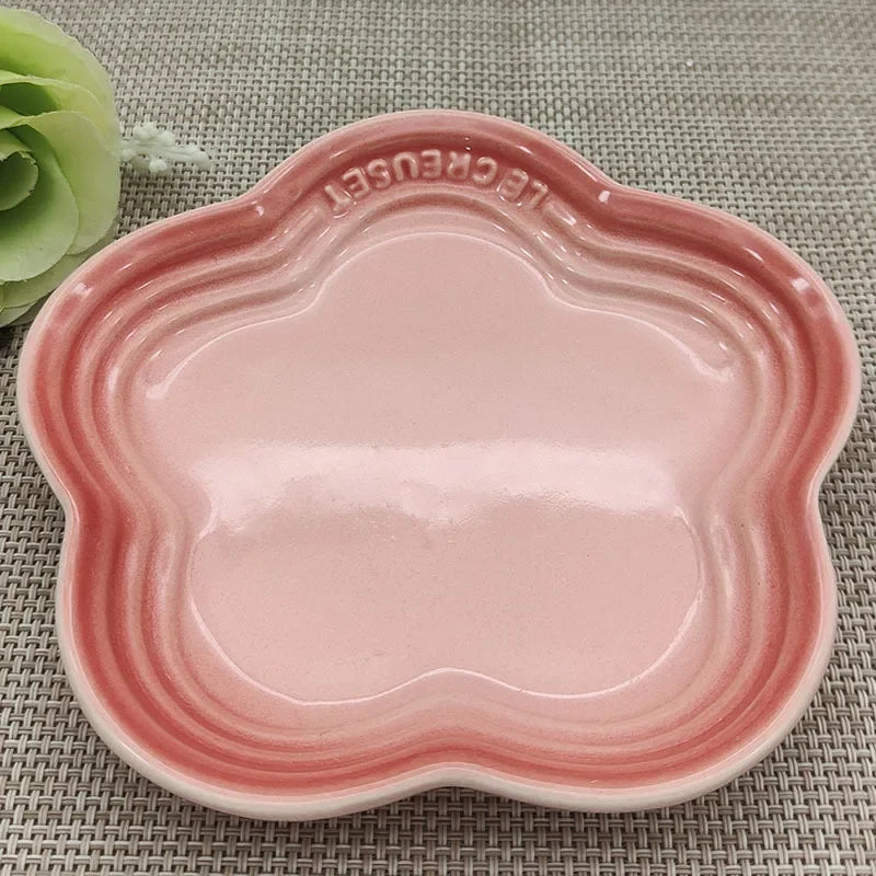 Plum Blossom Small Plate 5.5Inches 14cm Rainbow Sauce Plate Flower Shaped Pet Gradual Spike Bone Plate Tableware Ceramic Dishs