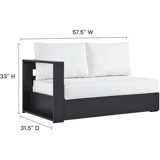 Aluminum 3-Piece Outdoor Patio Furniture Gray White, Modular Sectional Sofa Set with Weather-Resistant Cushions