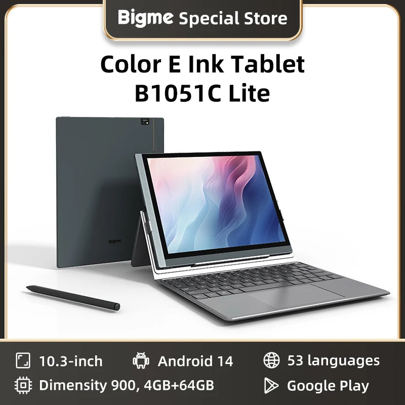 BIGME B1051C Lite ebook reader, 10.3'' Color E-ink screen Electronic book, 4+64GB Android 14 ereader Tablet support Google Play