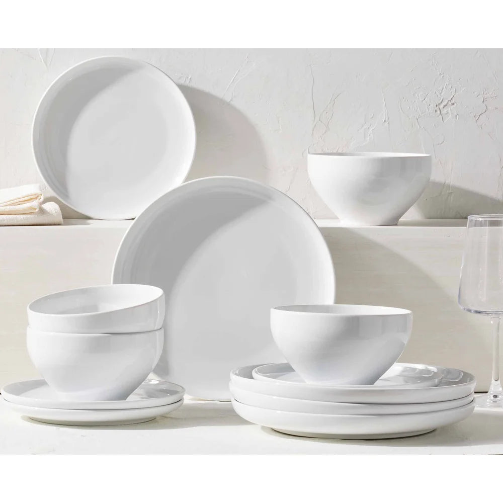 2 Pack Porcelain Dinner Plates Microwave Safe Dishwasher Safe Modern Classic Design Round Plates Durable Kitchen Dinnerware