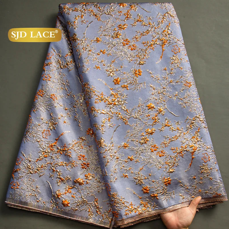 SJD LACE African Lace Fabric 2025 High Quality French Gild Brocade Jacquard Lace Fabric For Women Wedding Party Dresses Sew 3464