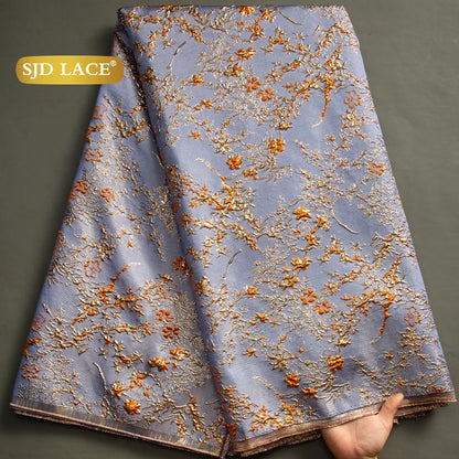 SJD LACE African Lace Fabric 2025 High Quality French Gild Brocade Jacquard Lace Fabric For Women Wedding Party Dresses Sew 3464