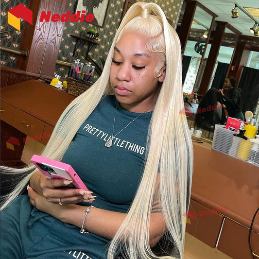 13x6 Blonde 200 Density Straight Hd Transparent 613 Lace Frontal Wig 30Inch 13x4 Brazilian Straight 100%Human Hair Wig For Women