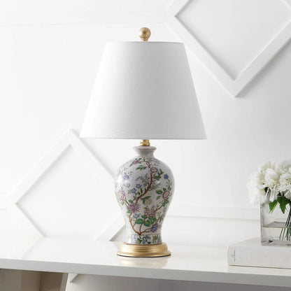 Grace 24" Floral LED Table Lamp for Bedroom, Living Room, Office - Classic Cottage Style with Included Bulb