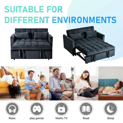 3 in 1 Convertible Sleeper Sofa Bed, Futon Couches for Living Room with Side Pocket | Adjustable Backrest| Velvet, Customized