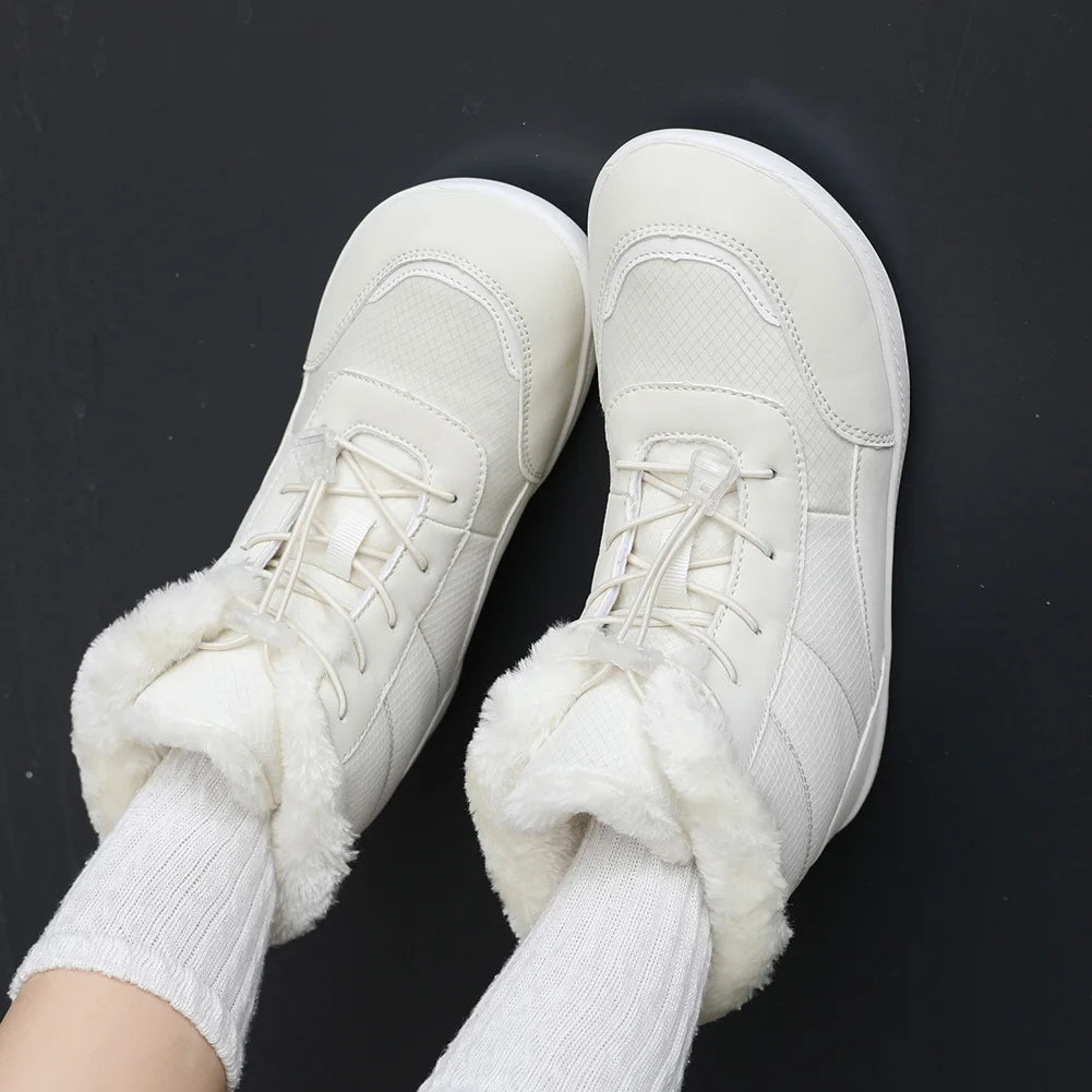 Women's Barefoot Boots Fur Lined Ankle Booties Anti-Slip Walking Boots Wide Toe Box for Outdoor Hiking