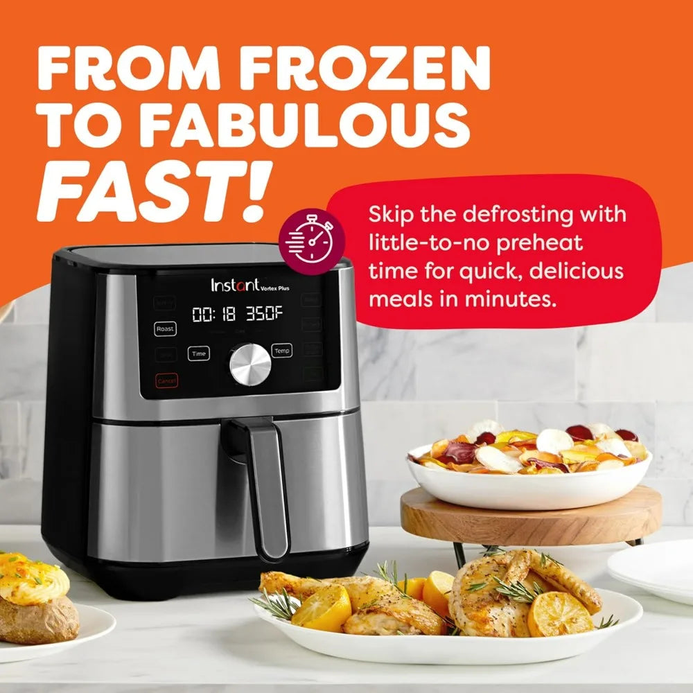 Instant Pot Vortex Plus 6QT XL Air Fryer, 6-in-1, Broils Dehydrates Crisps Quick Easy Meals 100+ In-App Recipes, Dishwasher-Safe