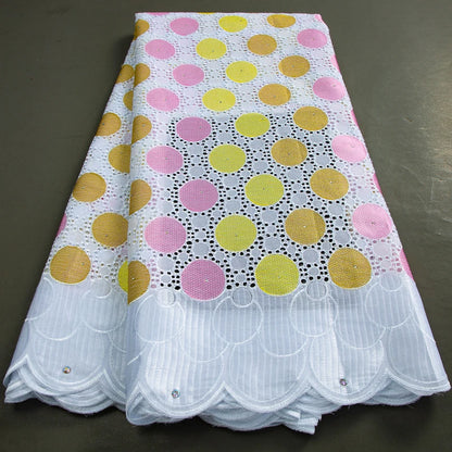 Wholesale Cotton Nigerian Embroidered Dry Lace Fabric 2025 High Quality African Lace Fabric 5 Yards Weeding Dress for Women Sew